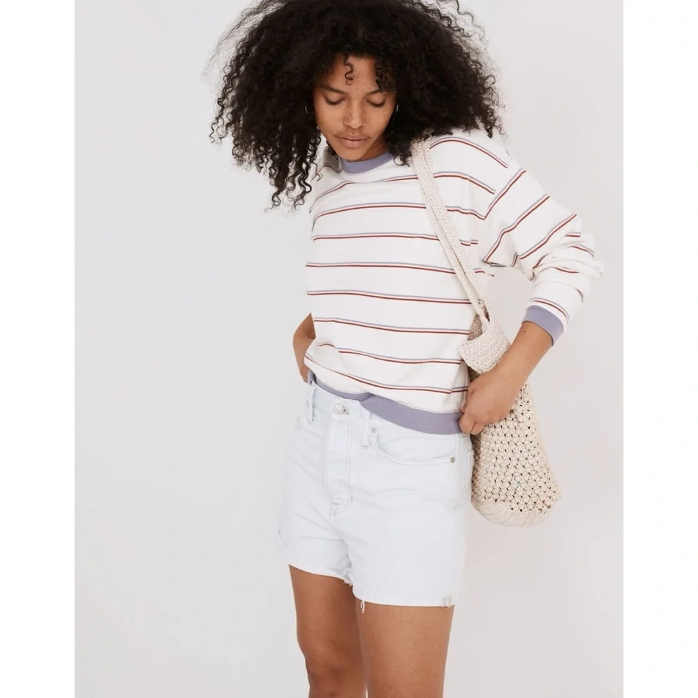 Madewell Pale Blue High-Rise Denim Cutoff Shorts